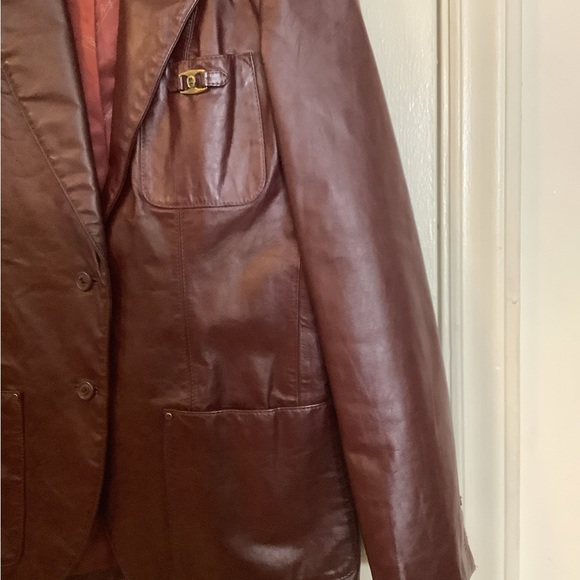 Vintage Womens Etienne Aigner Classic Brown Leather Blazer-size 10 - Picture 4 of 10